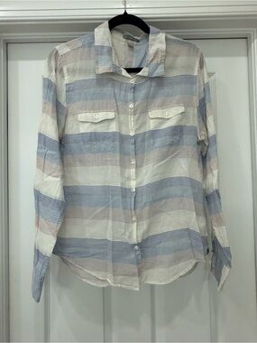Horny Toad Striped Button-Up Shirt in Blue and Pink